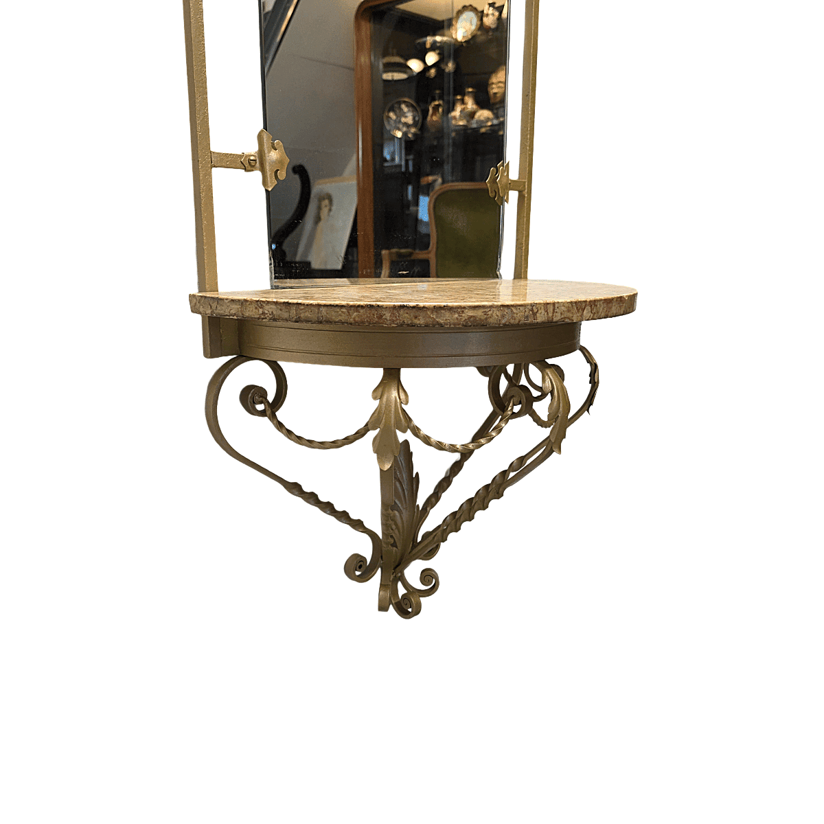 Vintage French Wall Console With Mirror, mid-century
