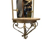 Console murale vintage française avec miroir, milieu du siècle
