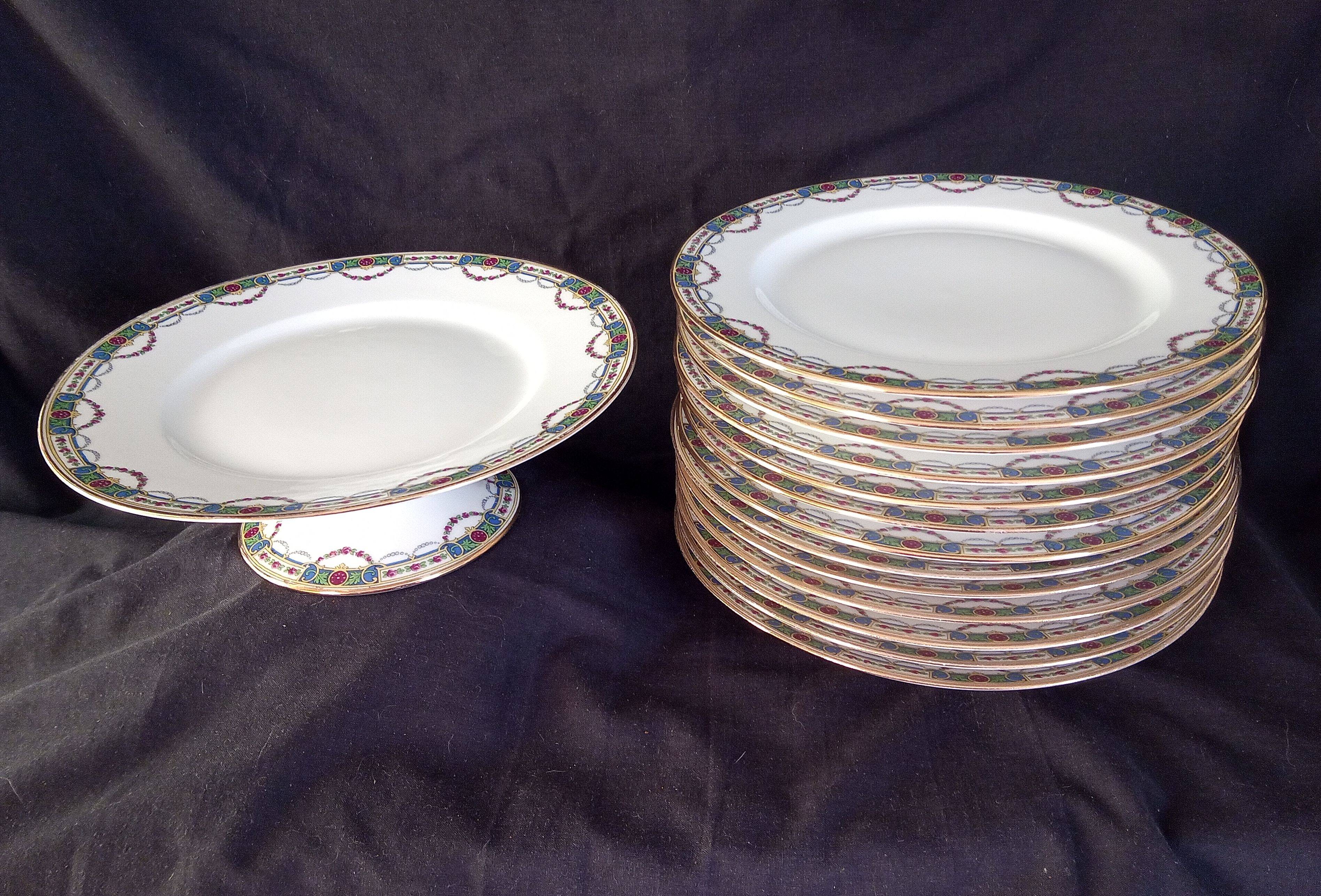 Limoges porcelain dessert service for 12 people, Jean Boyer and Nardon Lafarge (1920 - 1934)