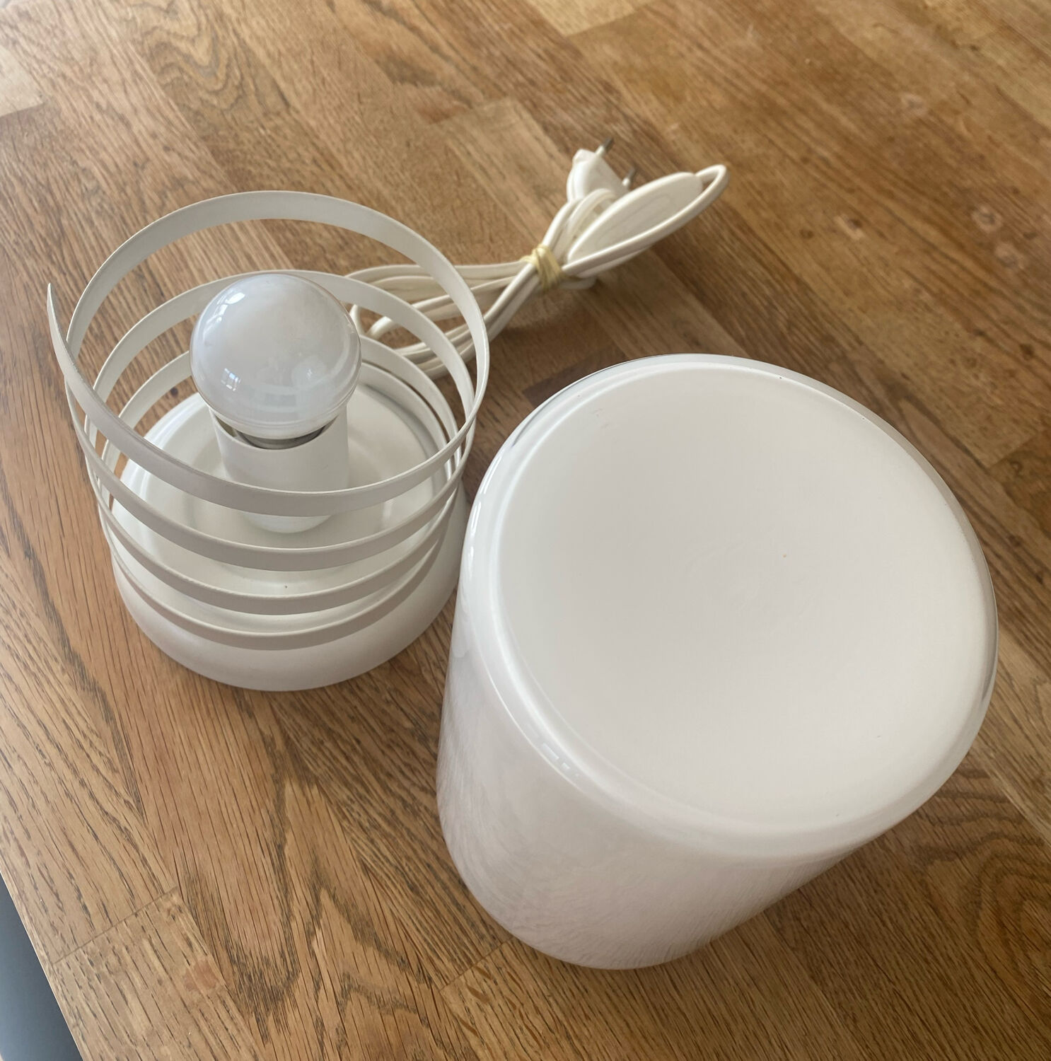 Vintage glass and metal lamp