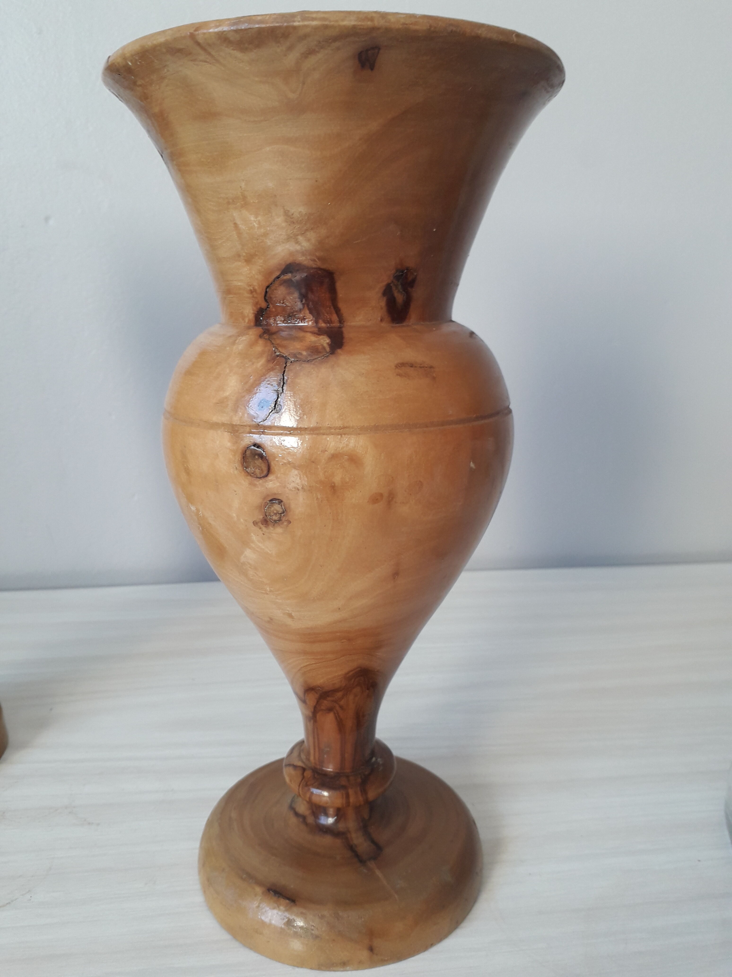 Turned wooden vase