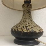 Vintage ceramic lamp blazed and lampshades in cira wool 1970s