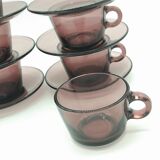 6 cups and saucers Vereco vintage purple