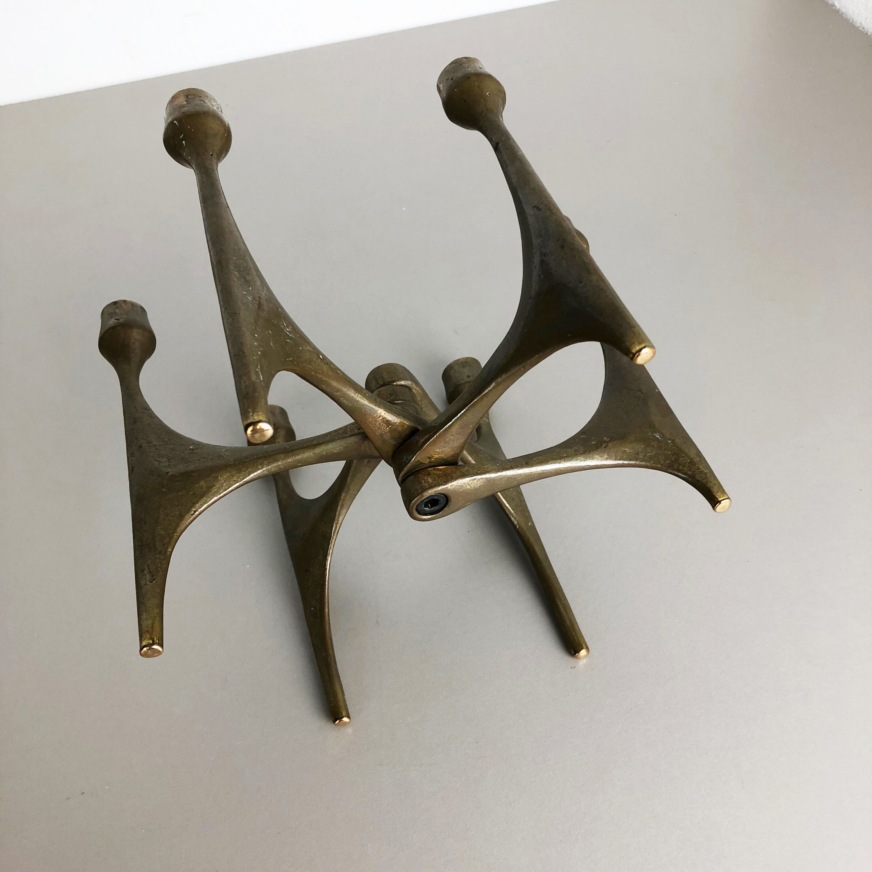 Brutalist bronze candleholder by Michael Harjes, Germany, 1960