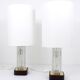 Pair of large glass ice table lamps by J.T. Kalmar "Frankenberg" with illuminated base.