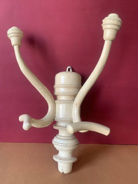 Old coat and hat rack, wall-mounted, in curved wood, from Bistrot, 1920