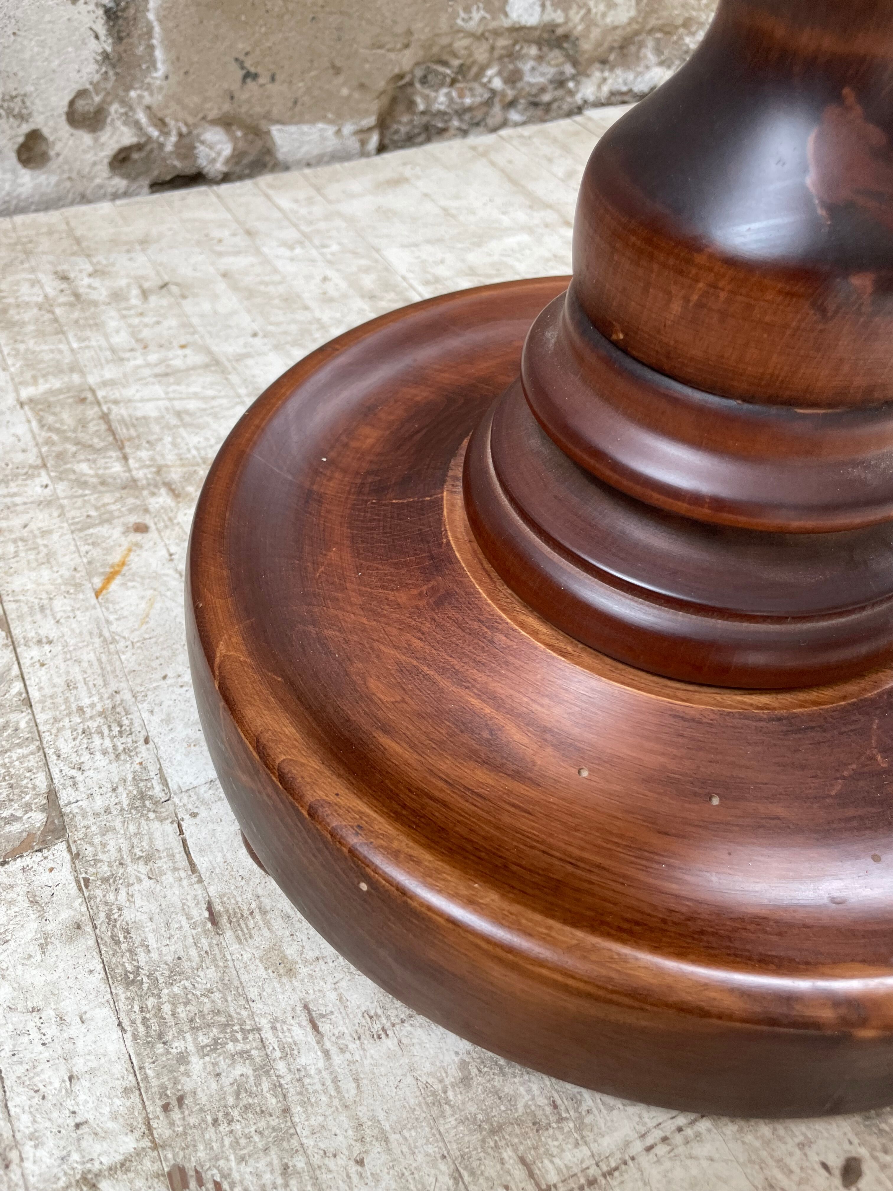 Side table walnut base turned wood