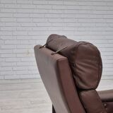 1970s, Danish armchair, original condition, furniture leather, dark oak wood.