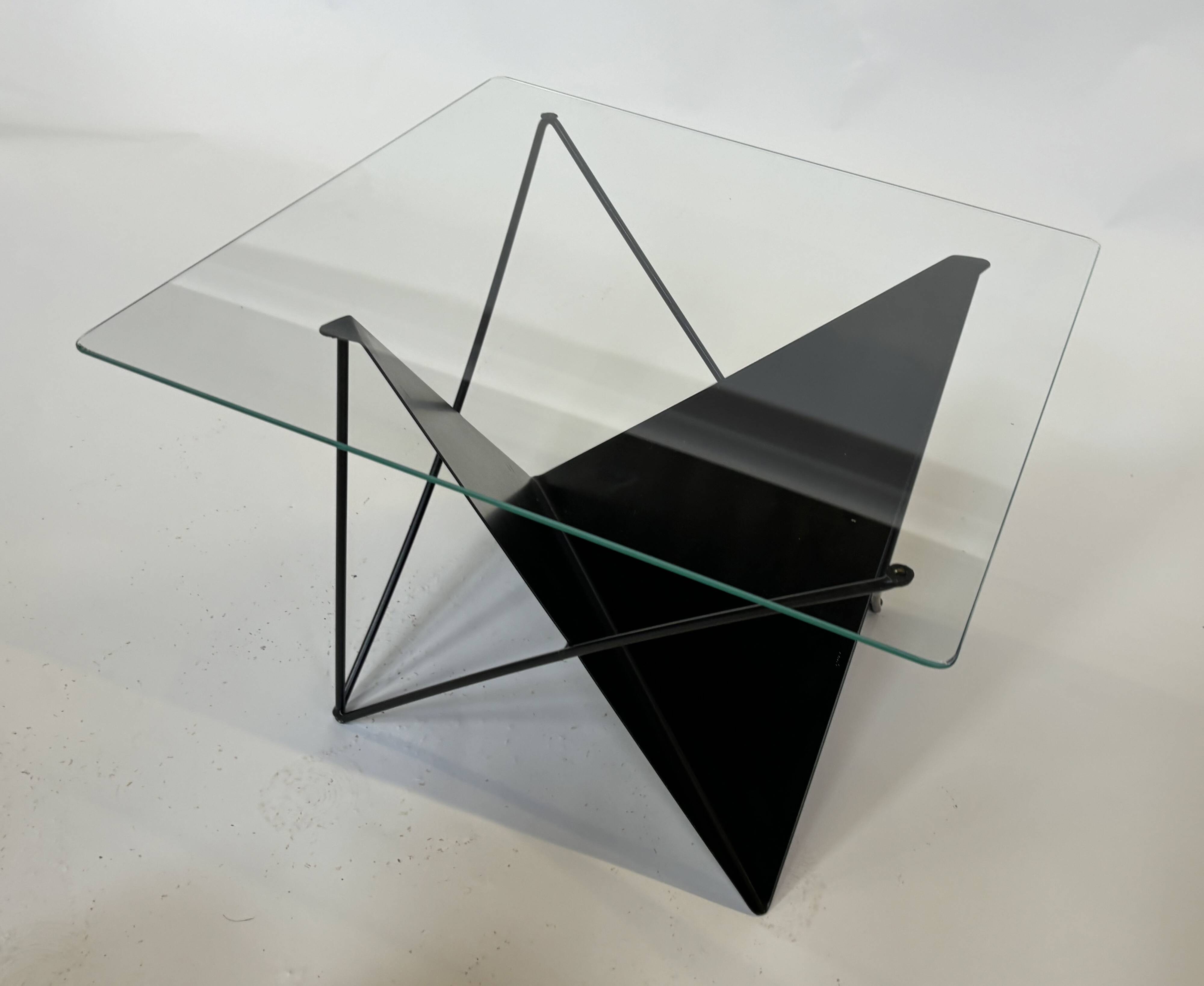 Vintage coffee table steel wire  eclectic 80s design