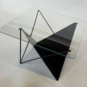 Table basse vintage en fil d'acier design éclectique des années 80