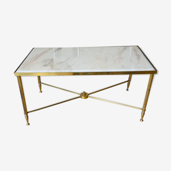 Table basse en laiton et marbre des années 60