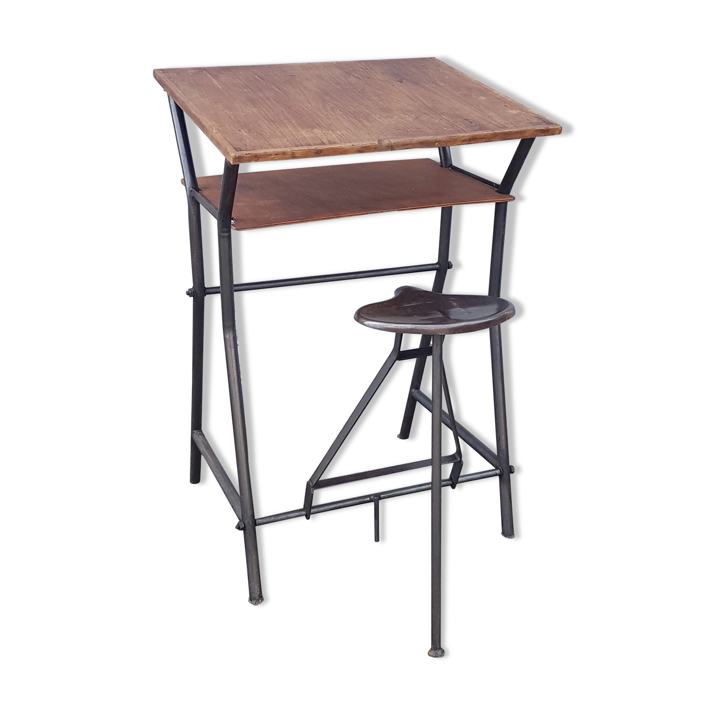 Architect's desk with integrated stool