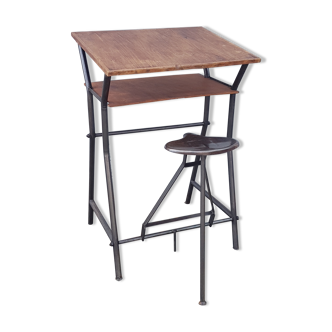 Architect's desk with integrated stool