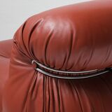 Vintage Soriana set in red leather by Afra e Tobia Scarpa for Cassina Italy