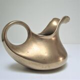 Stylized sculptural solid brass vase with handle