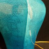 Table lamp foot in cracked turquoise earthenware