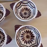 6 small antique bowls, with ears, Henrio Quimper