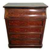 Ancienne commode lavabo en ronce de noyer et marbre blanc – XIXe siècl