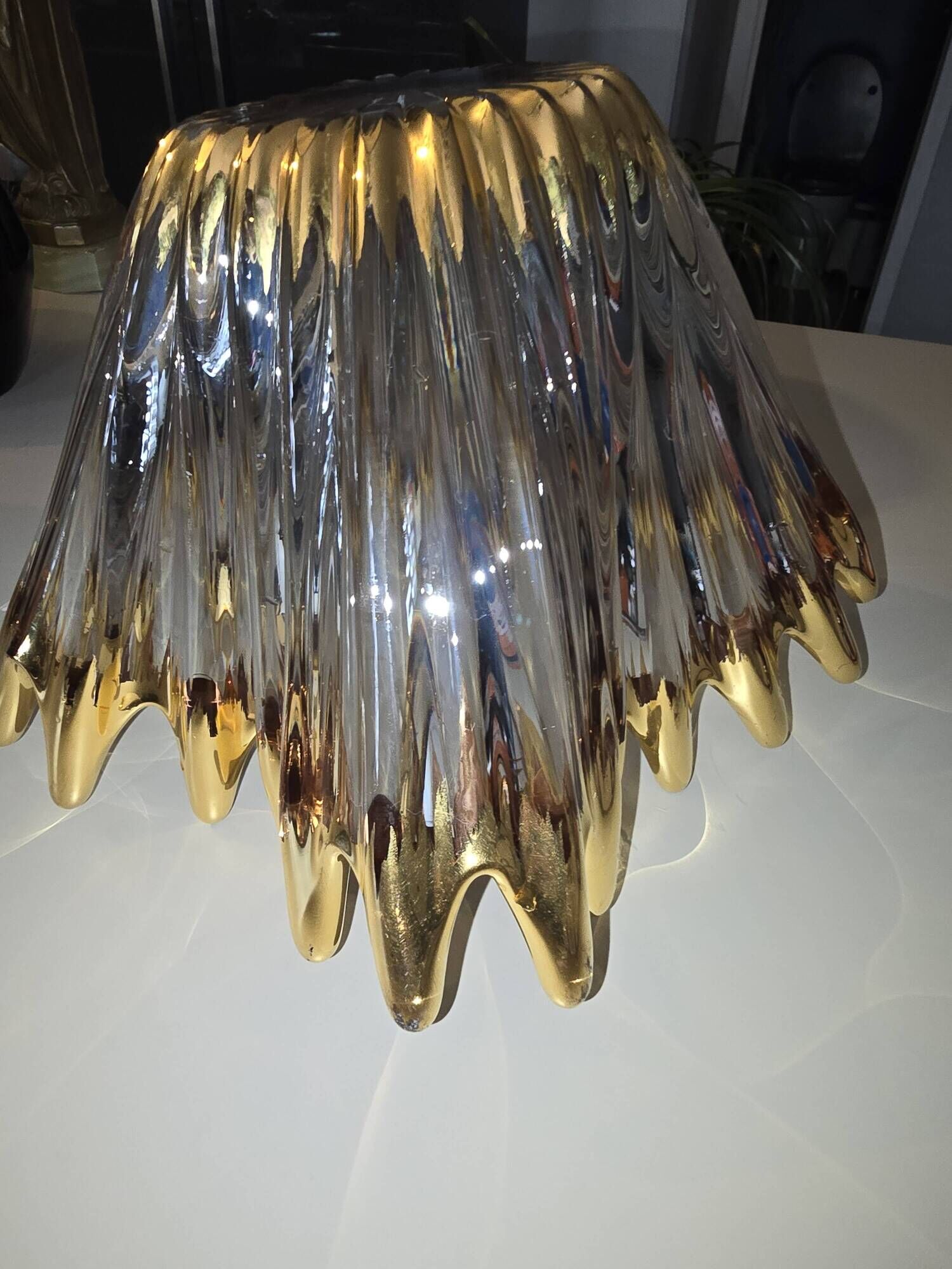 Free-form crystal bowl with fine gold gilding – Vintage 1950s/1960s