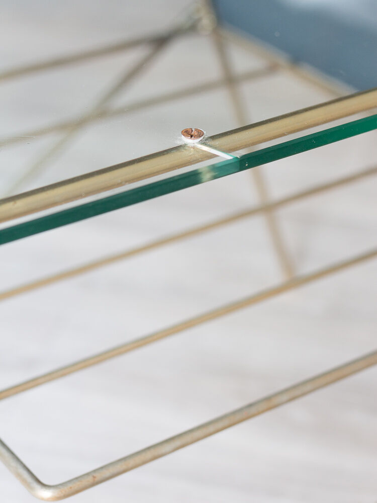 Glass and metal coffee table