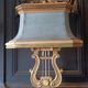 Monumental lyre lamp in oak and zinc (unique piece) 120cm in height.