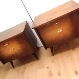 Pair of bedside tables with compass feet / vintage 50s-60s