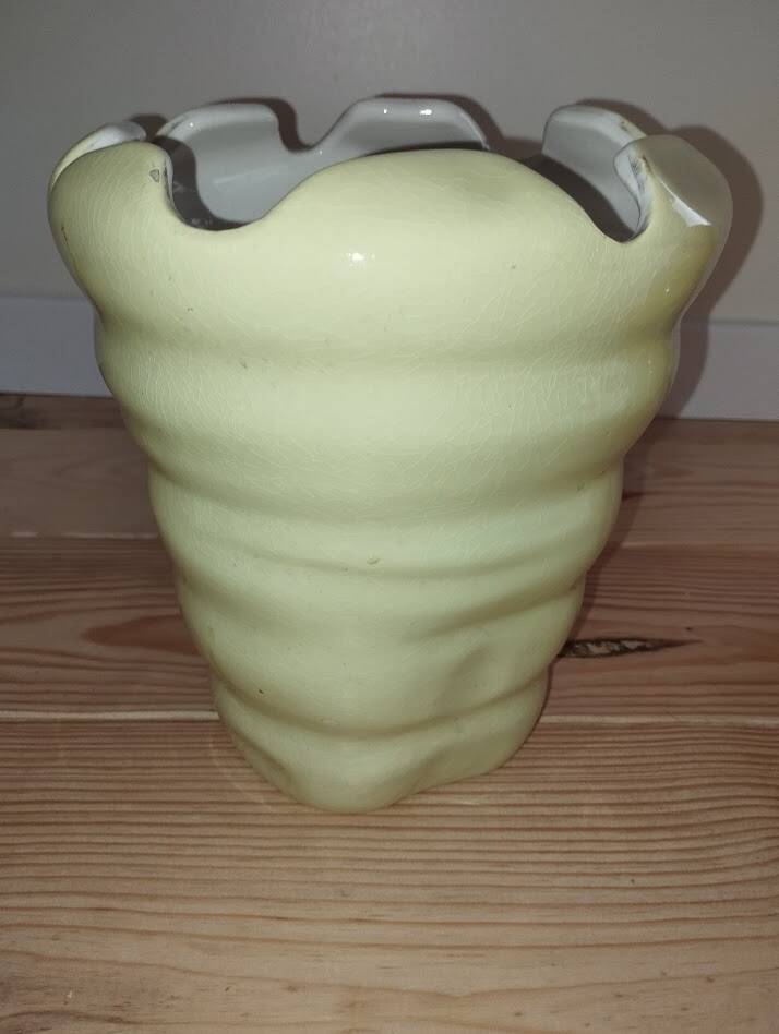 Vintage shell vase Salins – French crackled earthenware – 1970s