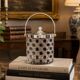 Pair of Vintage Cut Crystal Biscuit Boxes / Ice Buckets with Silver-Plated Lids