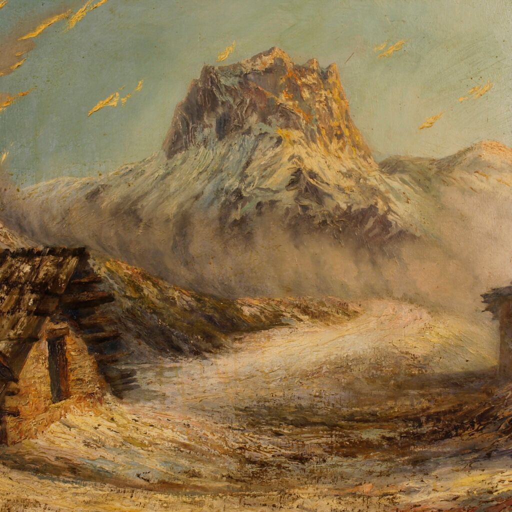 French mountain landscape signed painting