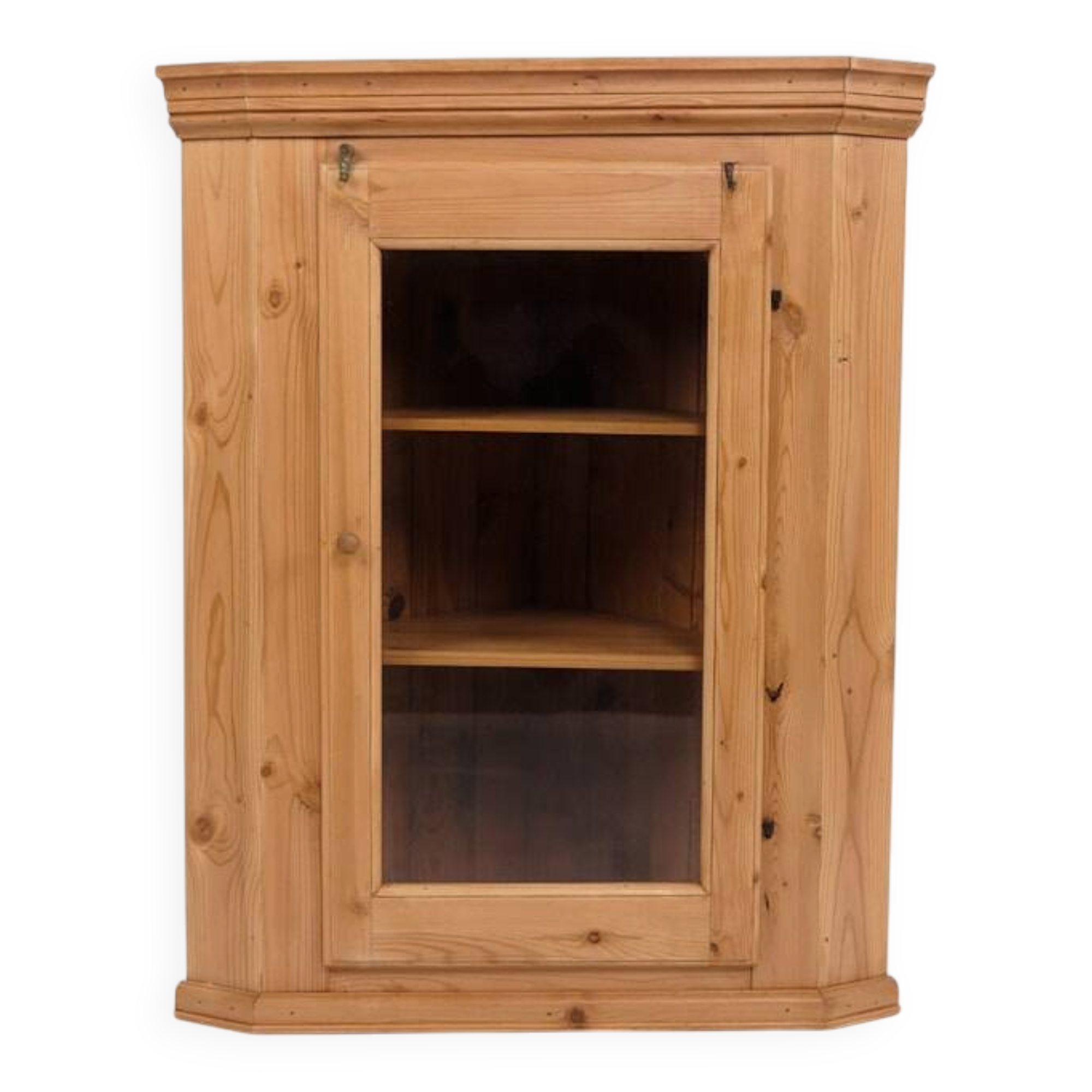 Hanging corner cabinet with glass door - pine - year 1890s