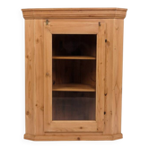 Armoire d'angle suspendue avec porte en verre - pin - années 1890