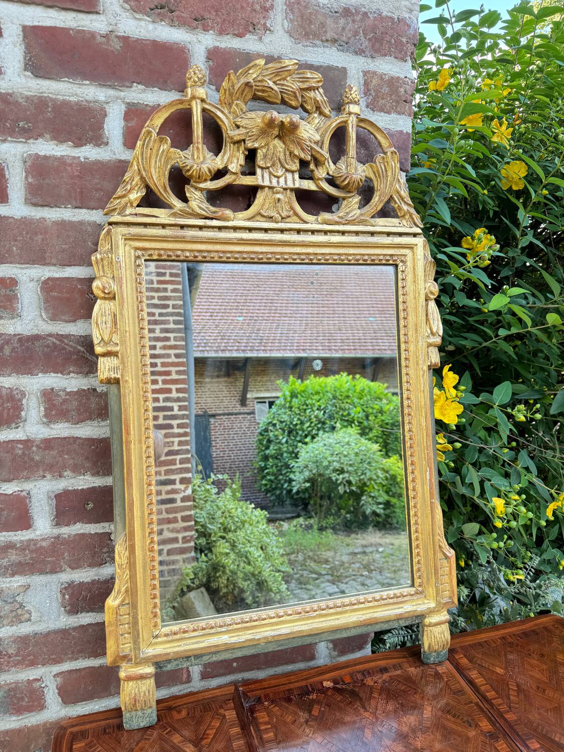 Mirror In Wood And Golden Stucco From Louis XVI XVIII Eme Century