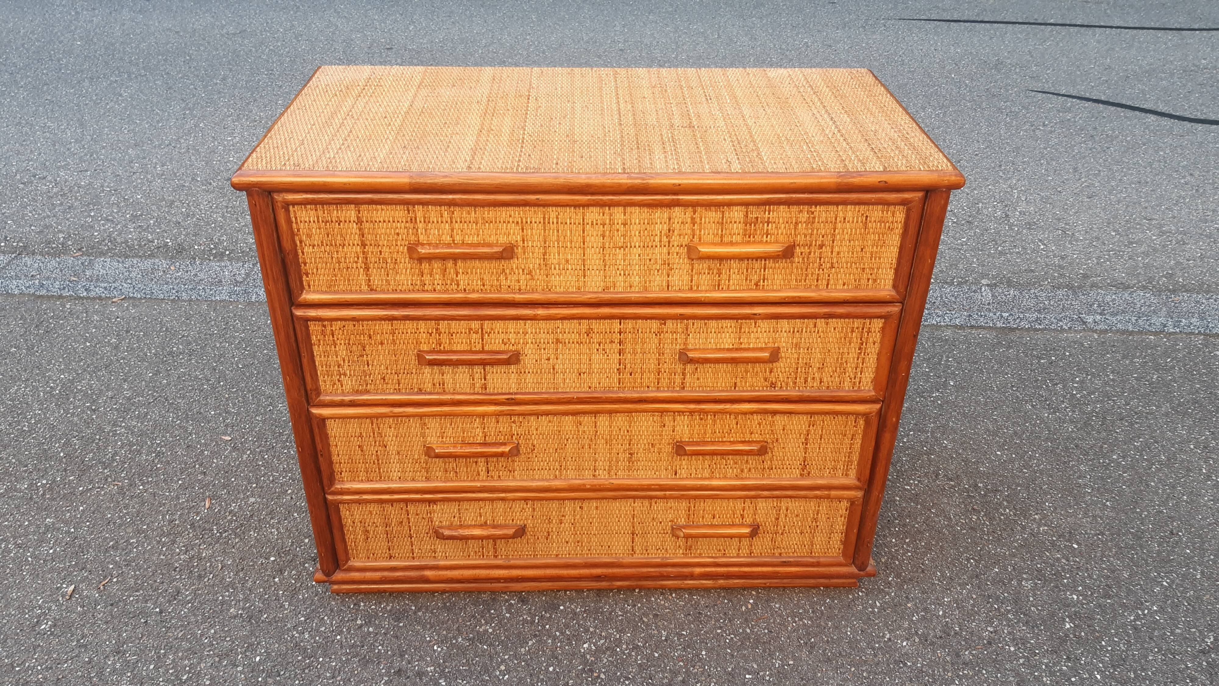 Commode osier et bambou