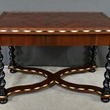 Desk table in precious wood marquetry, Napoleon III period – mid-19th century
