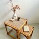 Tables gigognes bambou rotin osier - 1950/60