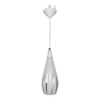 Vintage hanging lamp with glass shade, 1950s