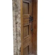 Antique oak door with frame and pierced wrought-iron lock – 16th–17th c.
