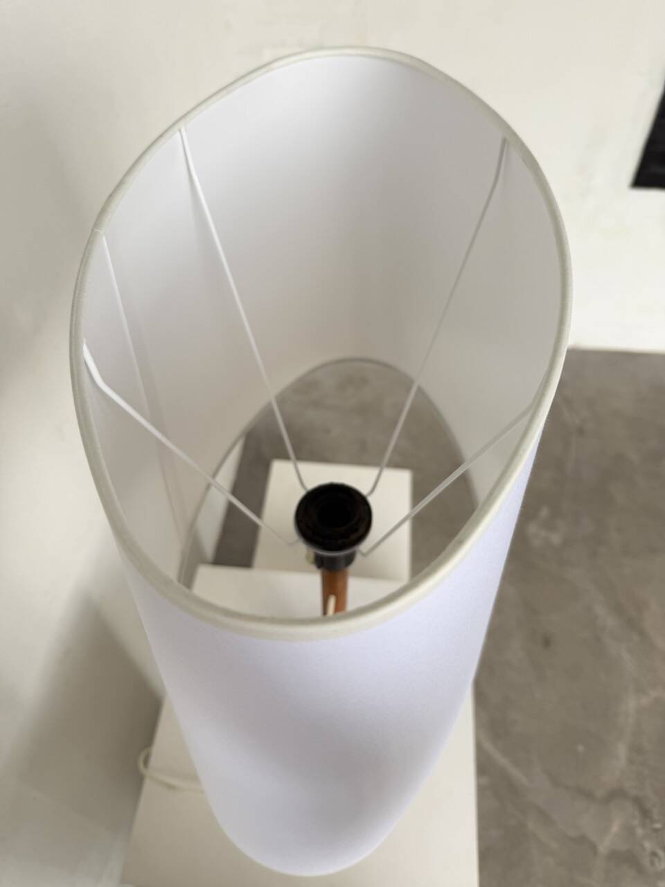 70s oak wood table lamp