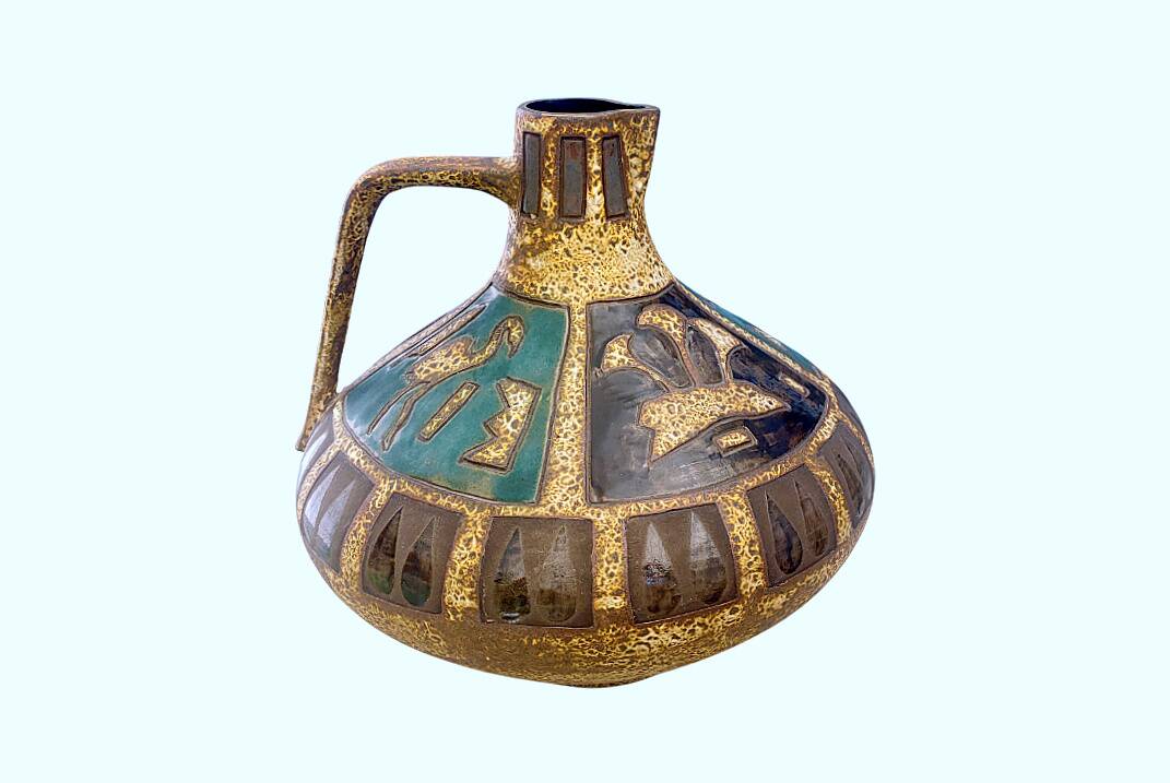 Vase potiche Céramique Fat Lava Design Vintage décor ethnique parfait état
