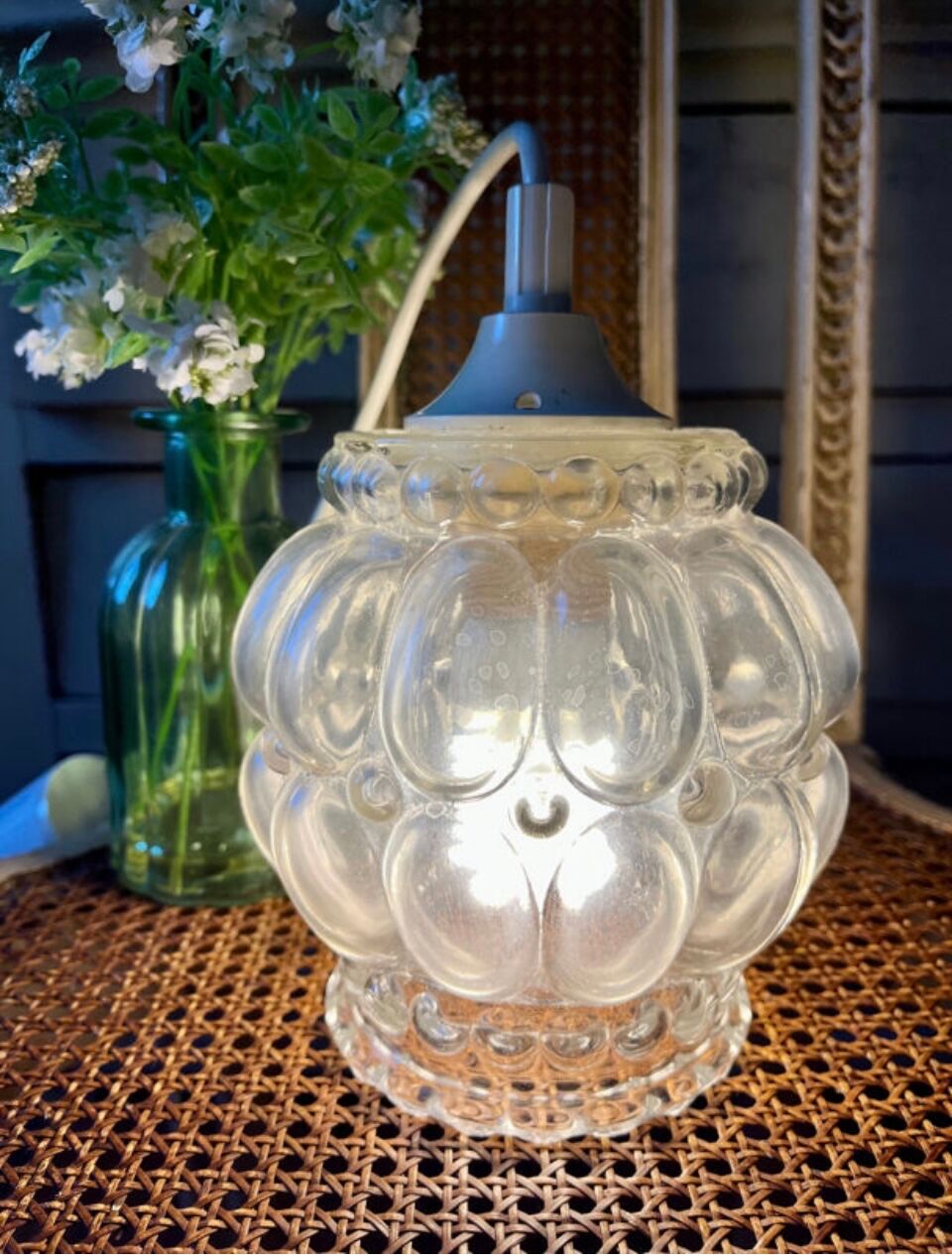 Vintage bubble glass pendant light