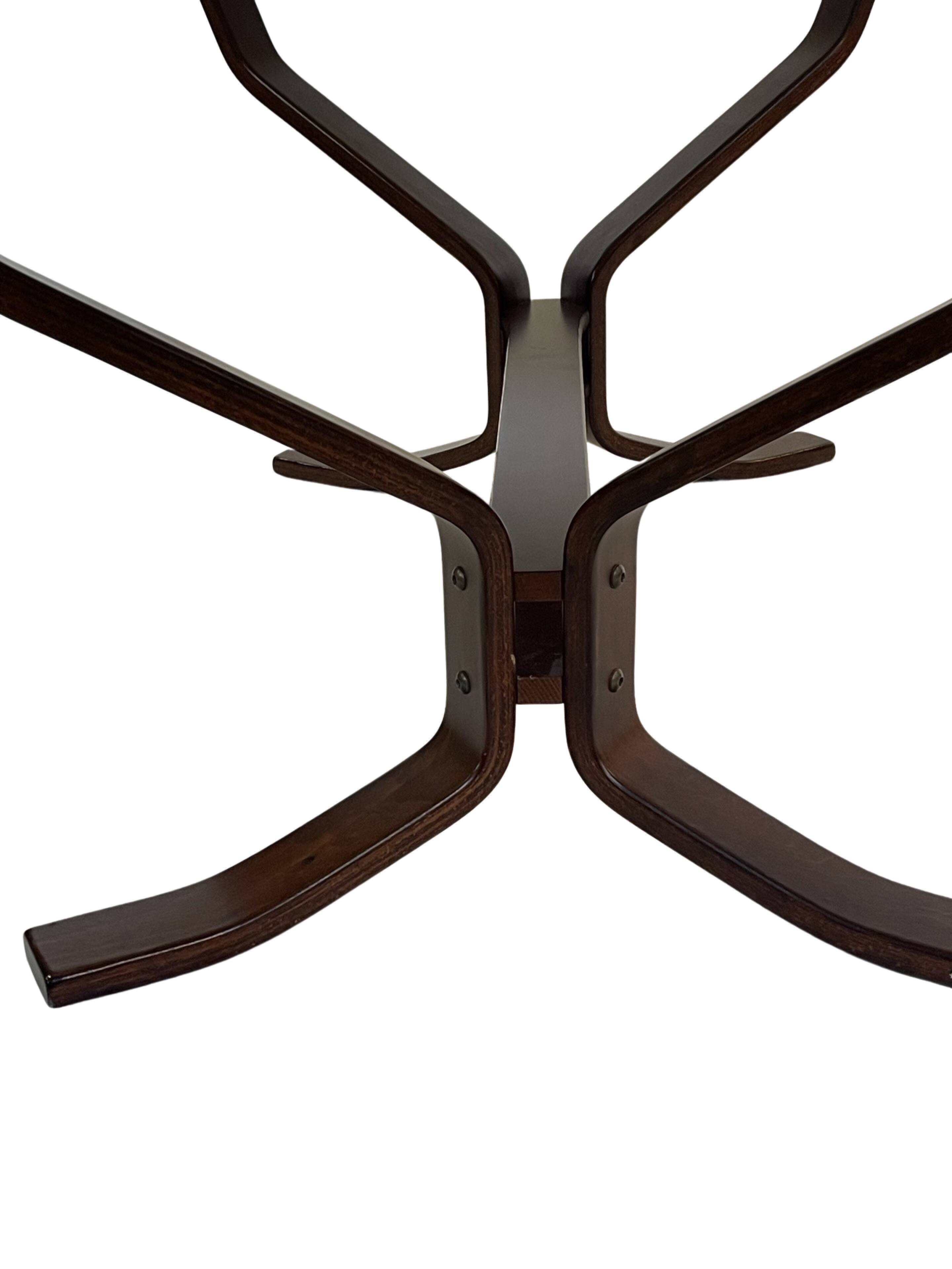 Table basse vintage en bois et marbre Design minimaliste Suède années 70