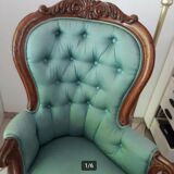 Récamier/Ancienne méridienne style baroque turquoise 1840