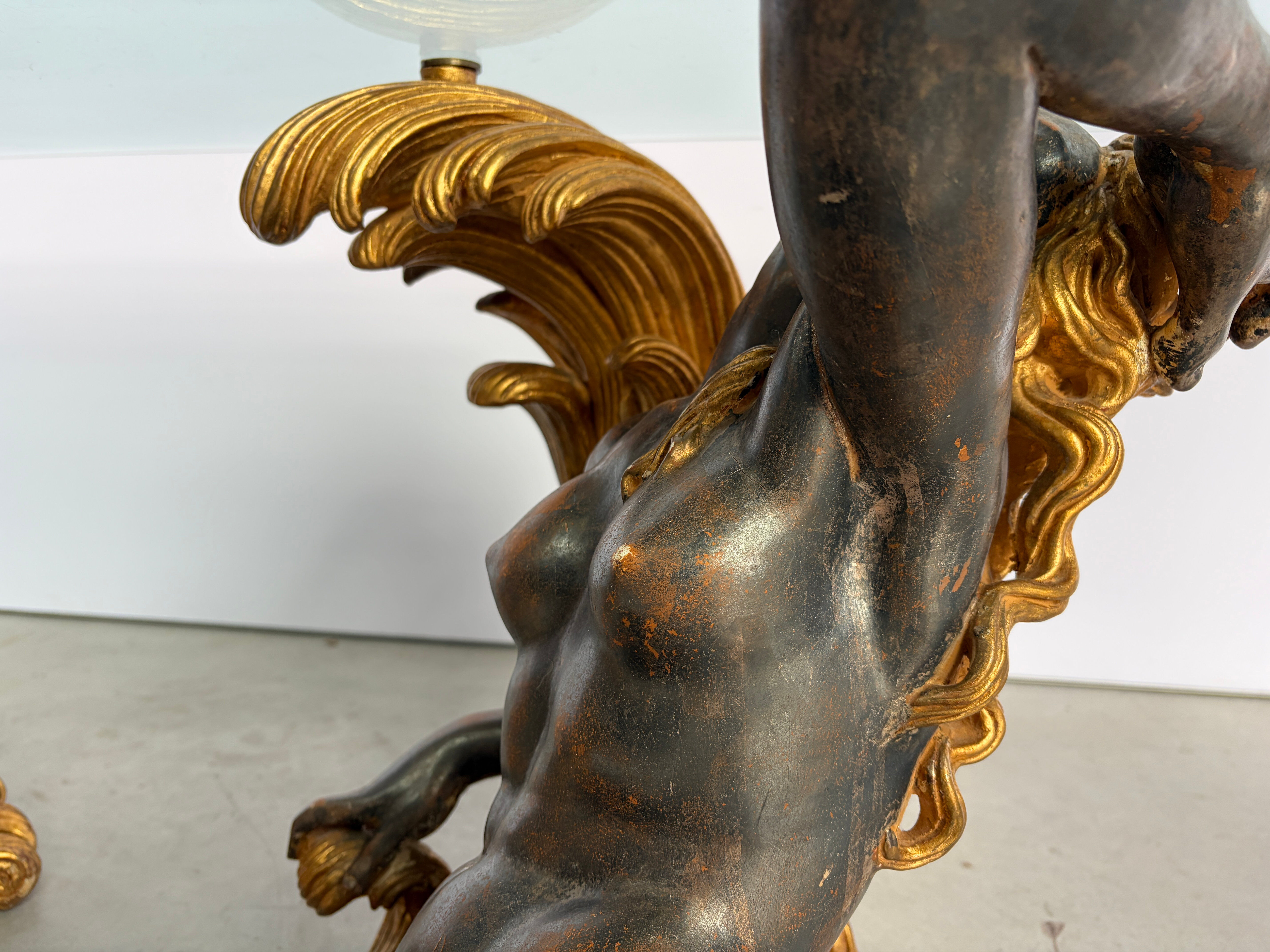Vintage giltwood mermaid coffee table, 1960s