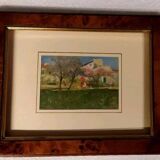 Peinture à l'huile de paysage sur tablette Début des années 1900 Italie