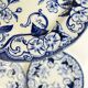 Set of 4 dessert plates in ironstone "Flora" – Creil and Montereau, 19th century, blue