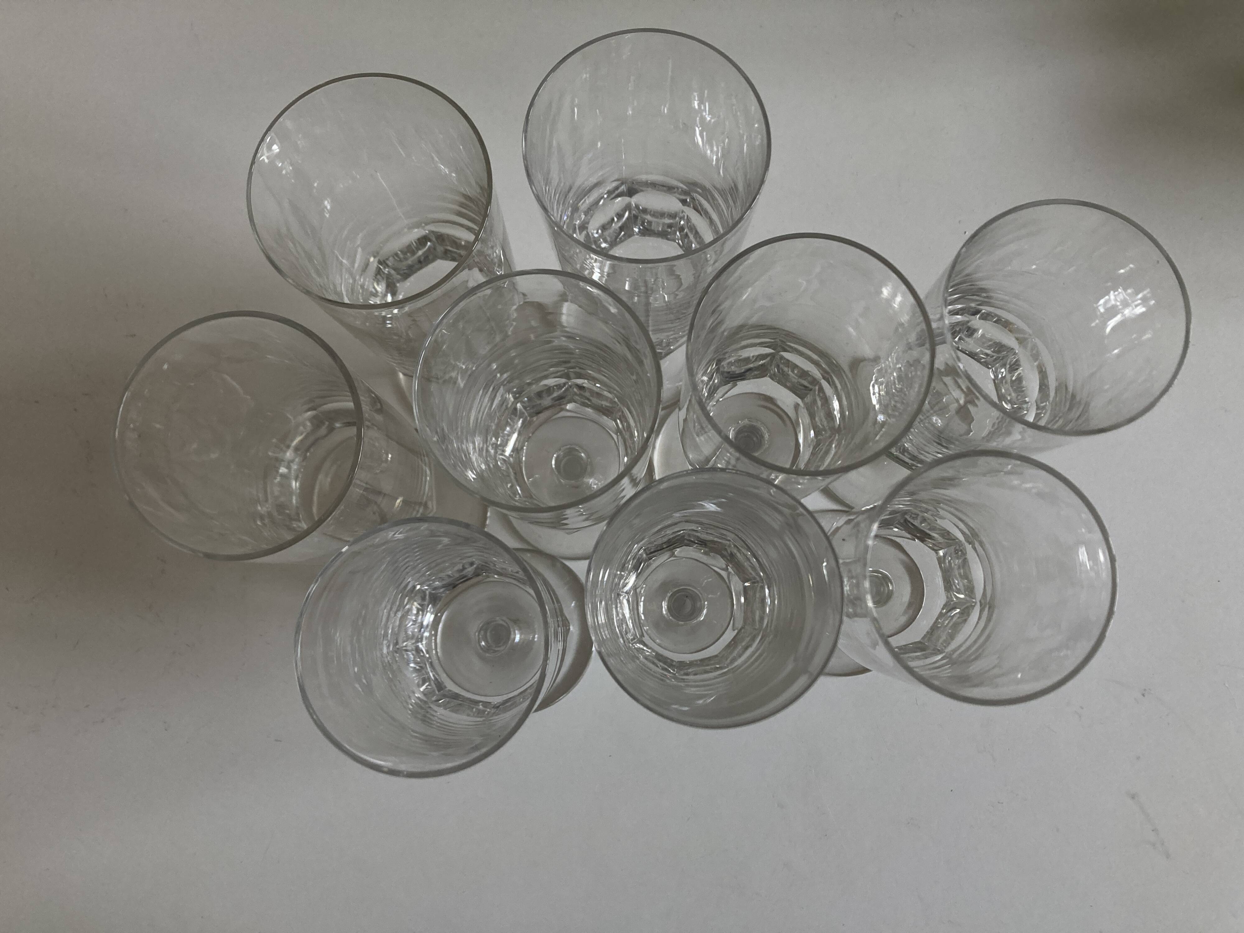 Set of 9 champagne flutes with flat sides in crystal sounding 1960