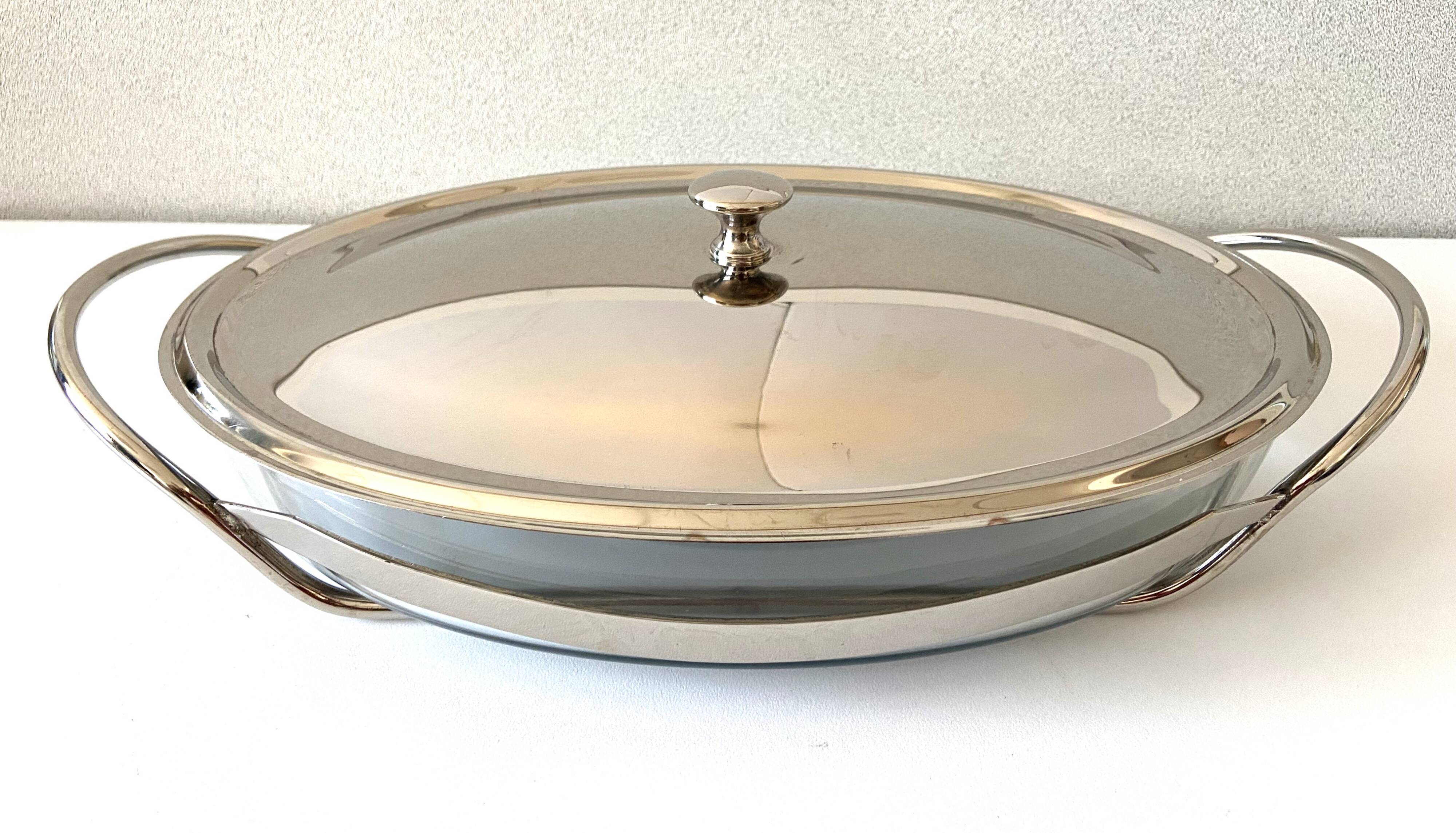 Elegant Table Art Marinex Serving Dish Made in Brazil Silver Metal
