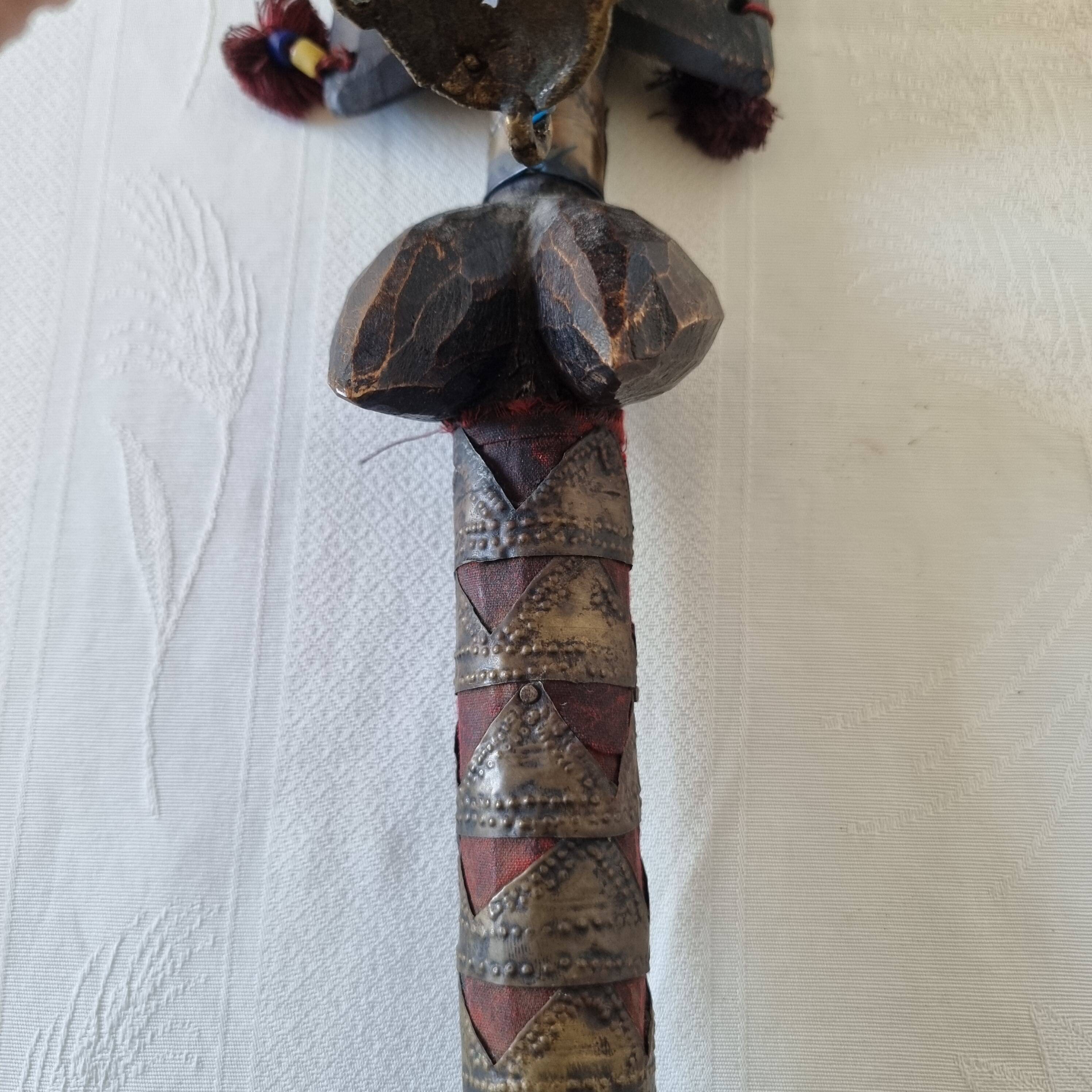 Scepter decorated with a female figure in wood and brass