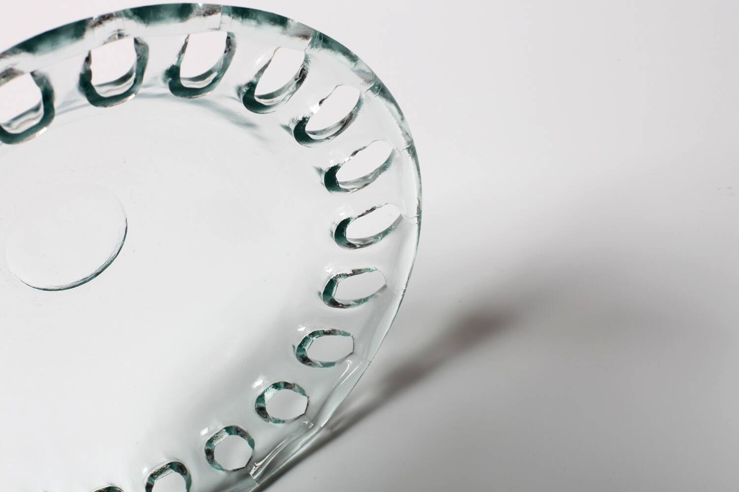 Vintage Georgia Green Recycled Glass Fruit Bowl / Cutout Platter / Spain