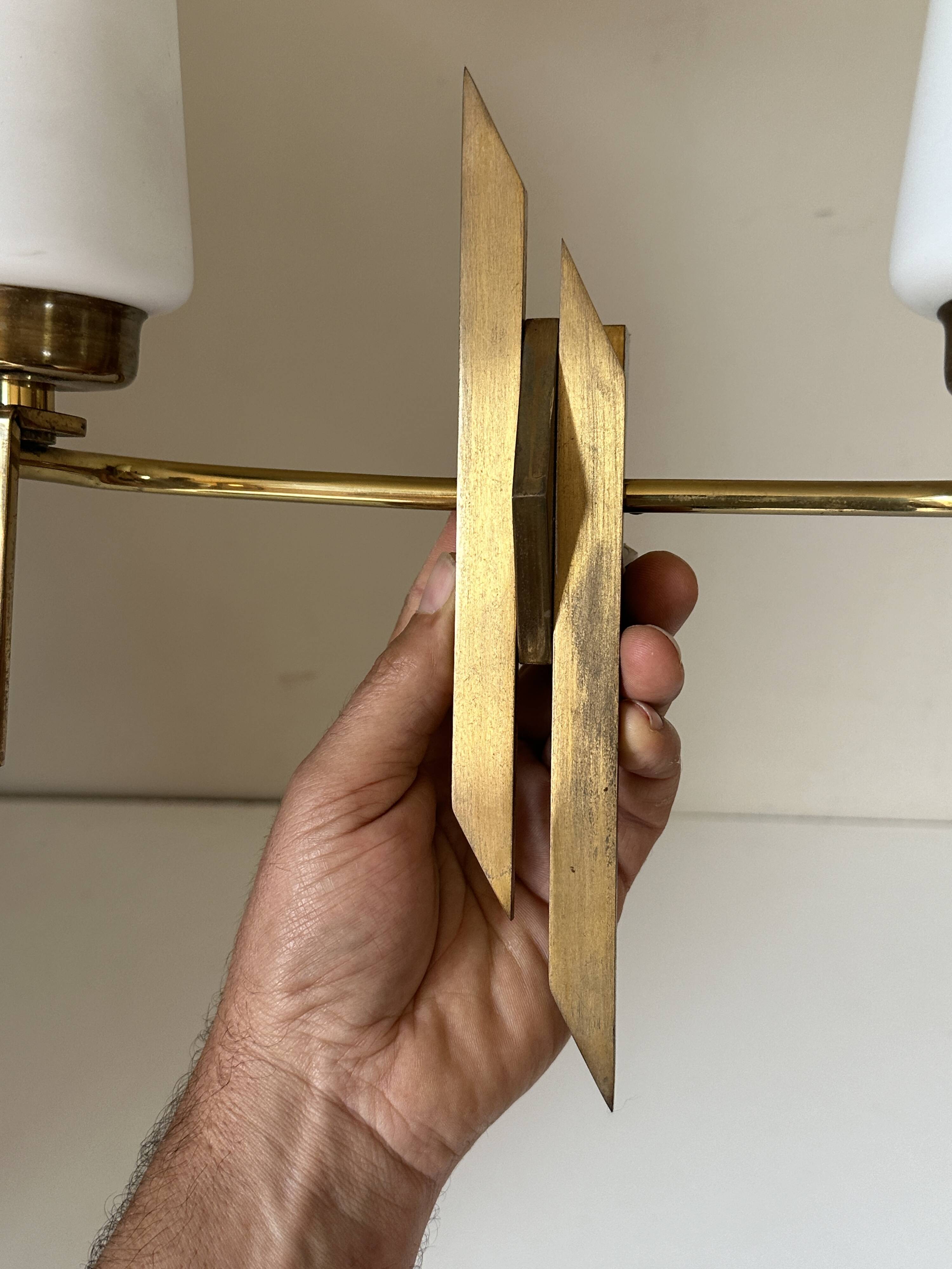 Vintage design solid brass wall light from the 60s